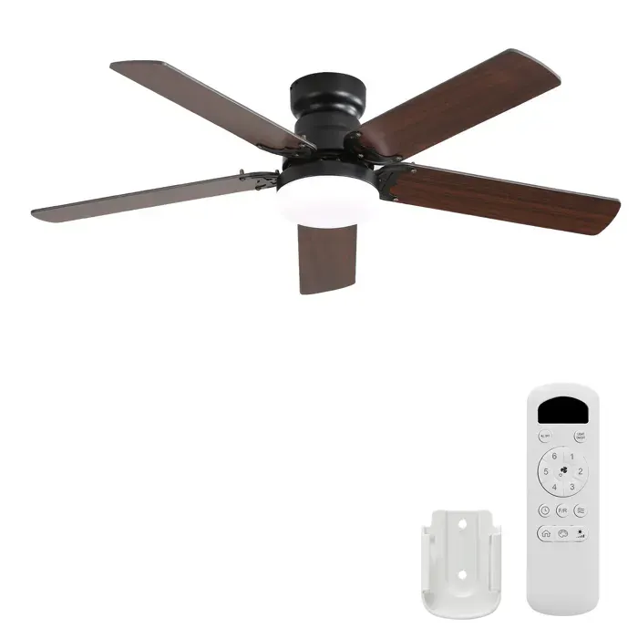Ventilateur de plafond silencieux 1066 cm avec LED télécommande moteur DC 6 vitesses réversible dimmable Noir