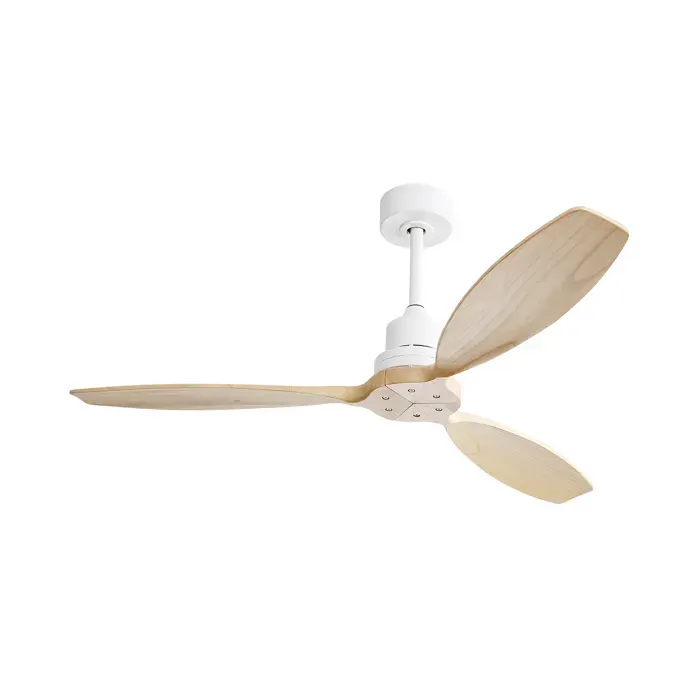 Ventilateur de plafond silencieux 132 cm sans lumière télécommande moteur DC 6 vitesses réversible Blanc ventilateur plafo