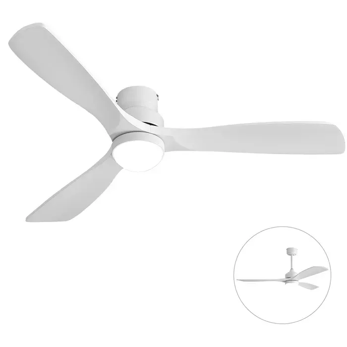 Ventilateur de plafond silencieux 13208 cm avec LED télécommande moteur DC 6 vitesses réversible Blanc ventilateur plafon
