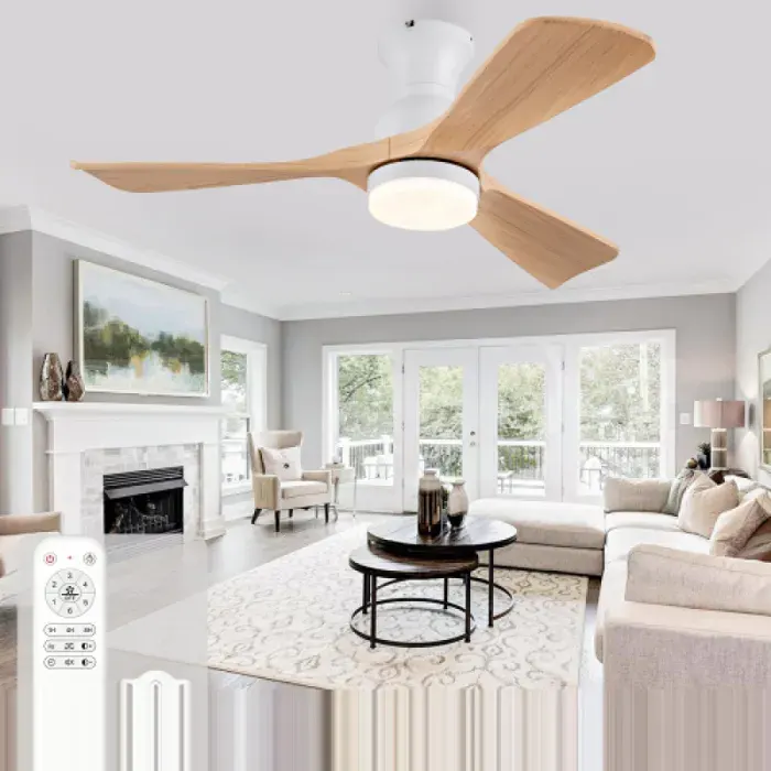 Ventilateur de plafond silencieux 42 pouces 3 pales ABS éclairage 3CCT moteur courant continu réversible 6 vitesses réglables