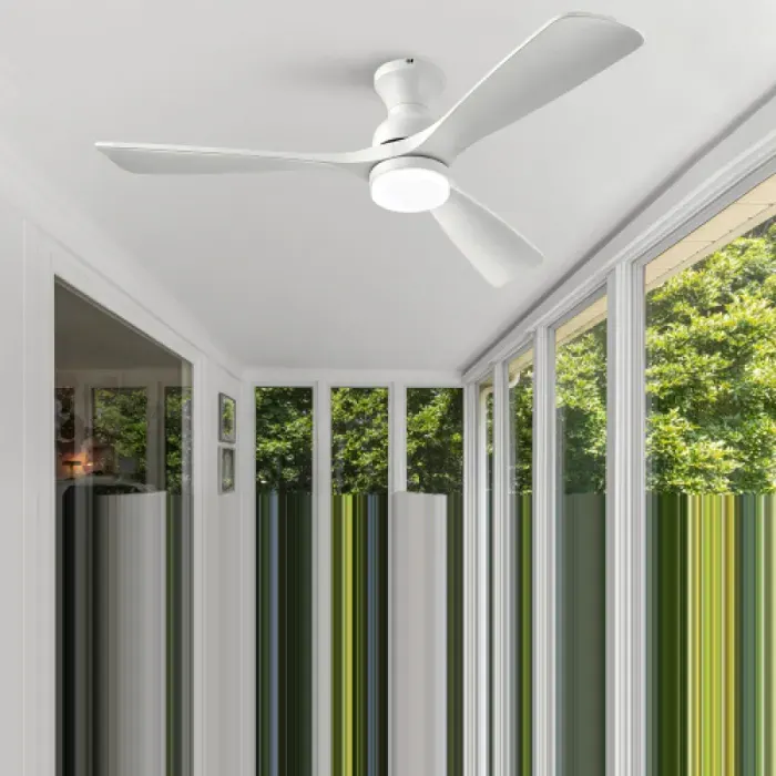 Ventilateur de plafond silencieux 52 pouces blanc 3 pales bois massif éclairage 3CCT dimmable réversible télécommande 6 vitesses m