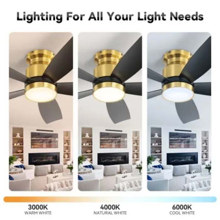 Ventilateur de plafond silencieux à lumière 42 pouces 5 pales ABS blanc moteur DC double rotation 6 niveaux de vitesse