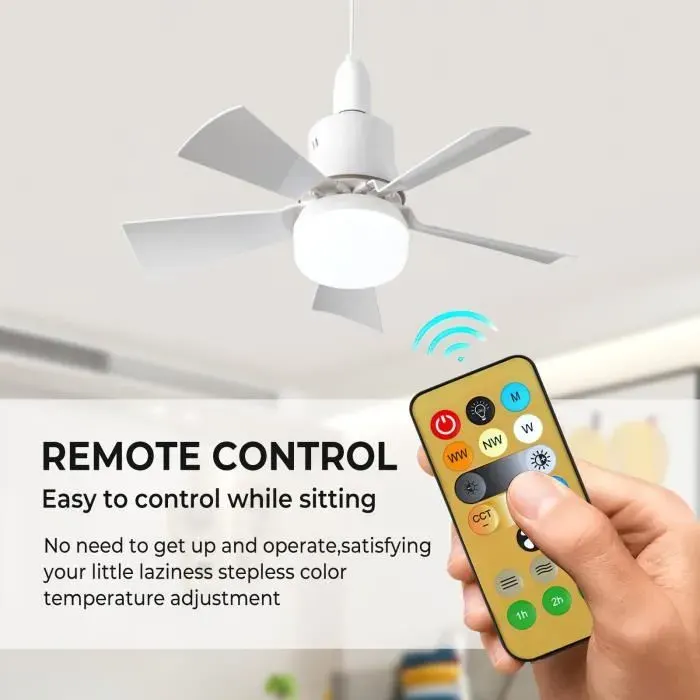Ventilateur de plafond silencieux avec lumières et télécommande Réglable à 3 niveaux Blanc