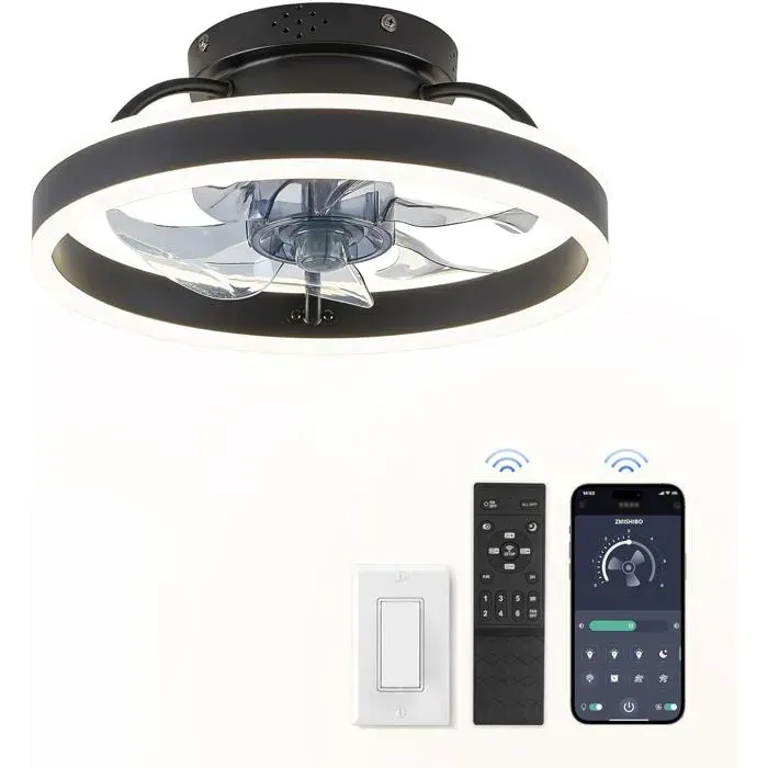 Ventilateur De Plafond Silencieux Avec Télécommande Ventilateur De Plafond 33 cm Intensité Variable 3000K-6500K 6 Vitesses