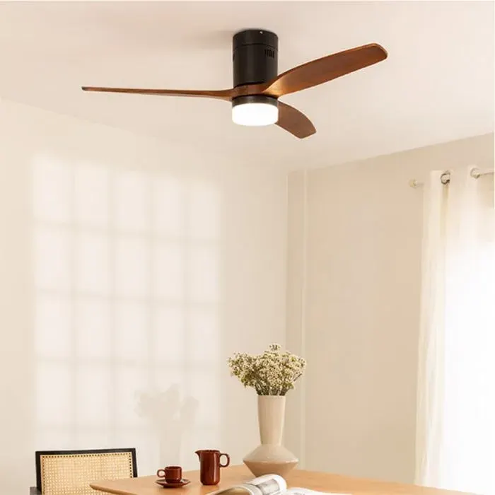 Ventilateur de plafond silencieux - Create - Avec lumière - Ø132cm - Noir / Effet bois foncé