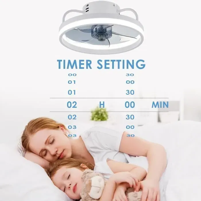 Ventilateur De Plafond Silencieux Dimmable 3 Couleurs avec Télécommande Ventilateur Plafonnier 55W -blanc #13