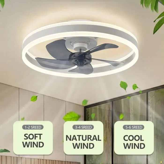 Ventilateur De Plafond Silencieux Dimmable 3 Couleurs avec Télécommande Ventilateur Plafonnier 55W -blanc #21