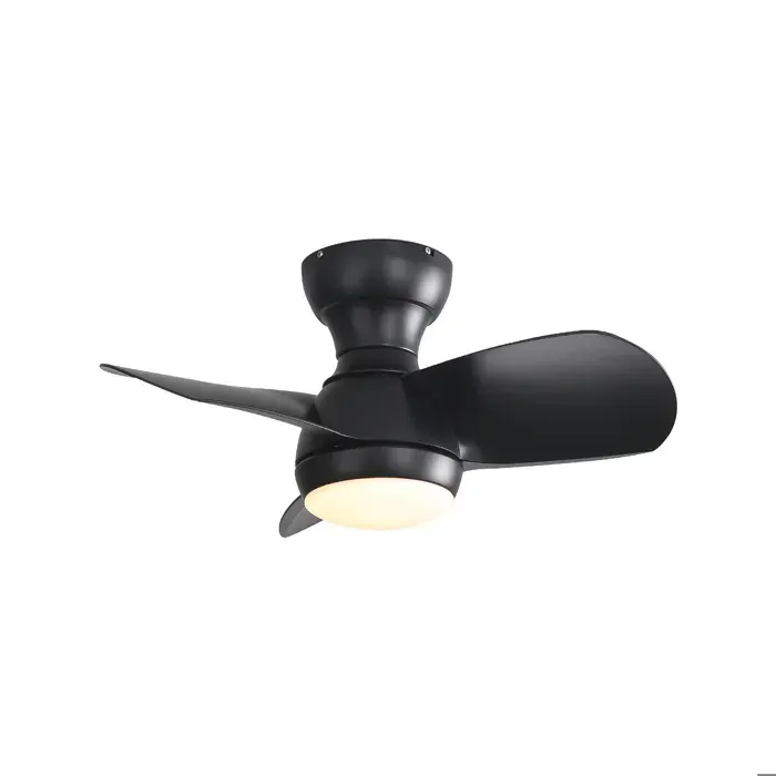 Ventilateur de Plafond Silencieux LED 18W Tricolore 3 Lames en ABS 6 Vitesses Télécommande-Mode Hiver-Été-Moteur CC 58cm Noir