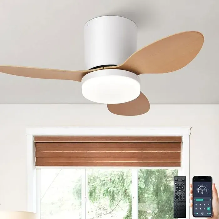 Ventilateur de plafond silencieux - Moteur DC réversible 6 vitesses Éclairage LED sans scintillement - 63 cm