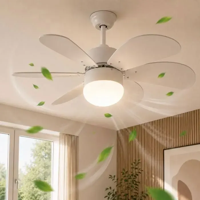 Ventilateur de plafond silencieux NETTLIFE avec douille E27 – 6 pales 75 cm avec minuterie pour lhiver et lété