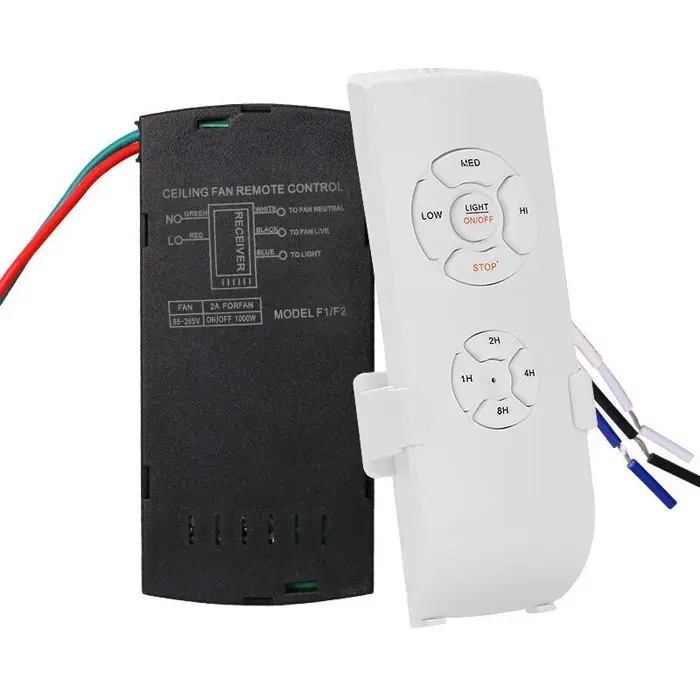Ventilateur de plafond télécommandé 110V/220V Contrôle à distance 30m Bureau Hôtel 3 vitesses 5 pales Finition métal