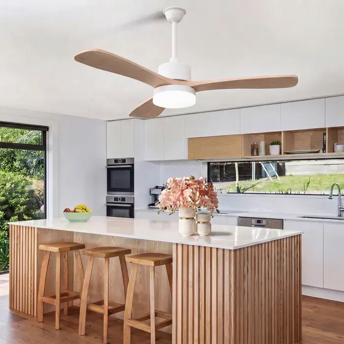 Ventilateur de plafond - URBANLUXE - 106 cm - 3 pales bois - 6 vitesses - LED dimmable tricolore