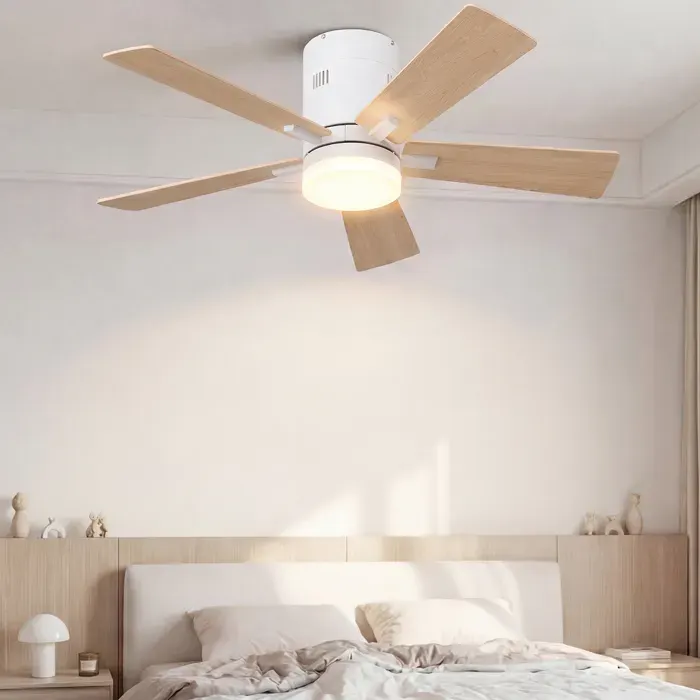 Ventilateur de plafond - URBANLUXE - 1066 cm - 5 pales bois - 6 vitesses - Éclairage tricolore LED