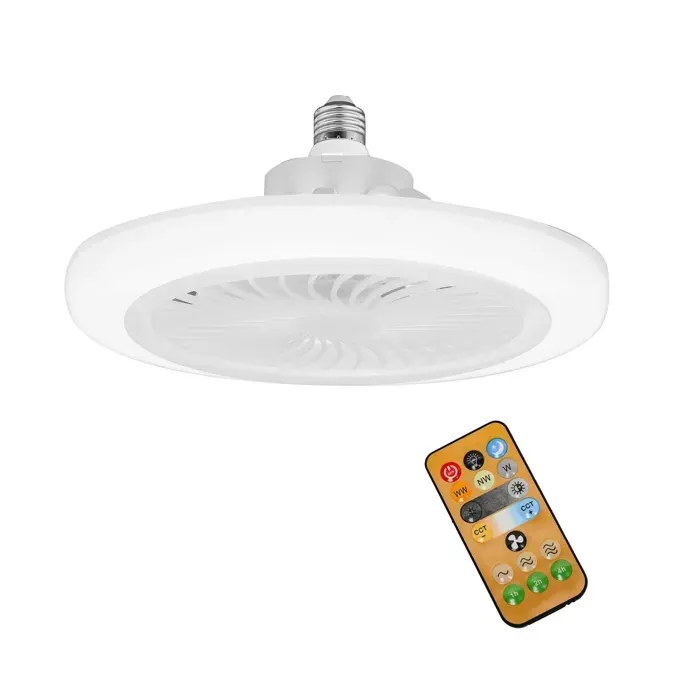 Ventilateur de plafond - UVERBON - 3 en 1 E27 - LED 30W - 3 températures (3000/4000/6500K) - 3 vitesses