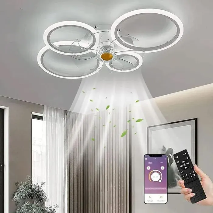 Ventilateur de plafond ventilateur de plafond avec éclairage plafonnier silencieux 108 W et 15 W intensité variable 6 — coloris Blanc