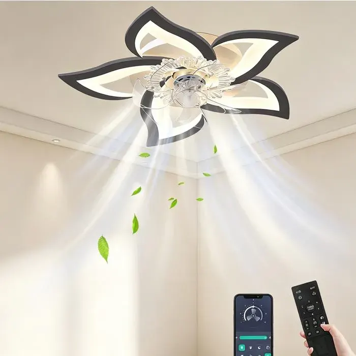 Ventilateur de plafond ventilateur de plafond blanc de avec télécommande Ventilateur de Plafond à LED 6 Vitesses Télécommande APP