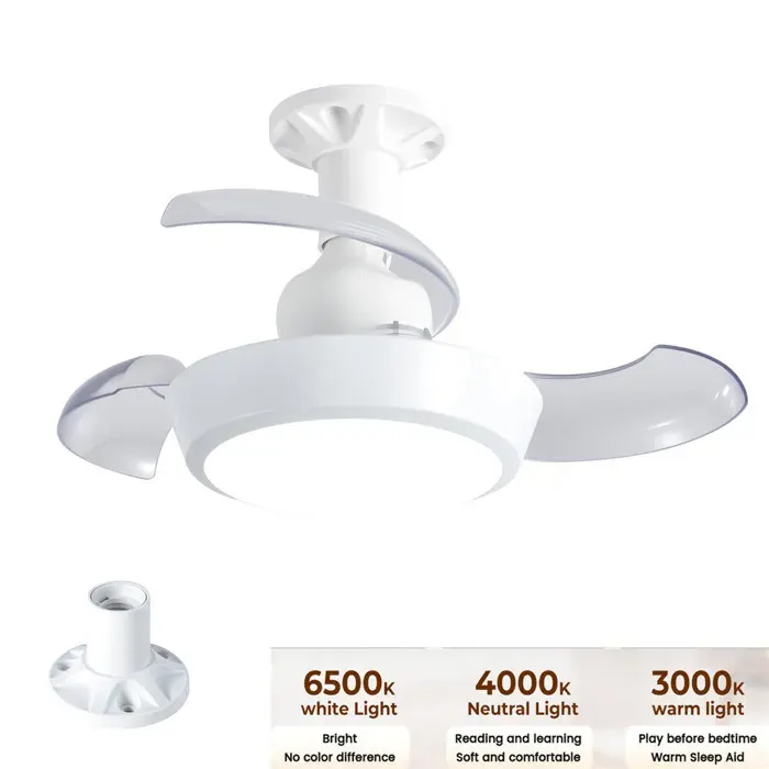 Ventilateur de plafond ventilateur de plafond LED intensité variable pour 3 pales 3 vitesses minuterie moteur CC ultra silencieux