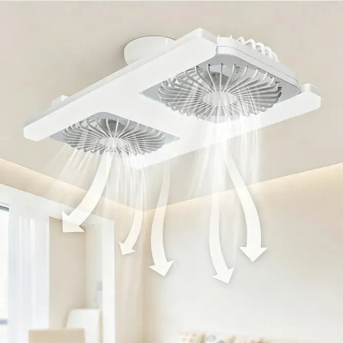 Ventilateur de plafond ventilateur double rangée E27 vissage conduit ventilateur de plafond blanc 60W 3 couleurs 3 vitesses