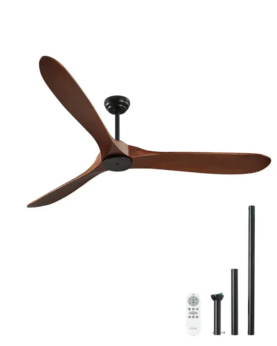 Ventilateur de Plafond-VEVOR-180 cm-avec Télécommande 6 Vitesses-3 Pales en Bois-Ventilateur Moderne