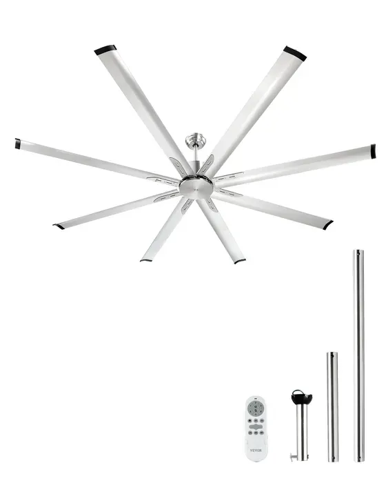 Ventilateur de Plafond-VEVOR-214 cm-avec Télécommande 6 Vitesses-8 Pales Aluminium-Ventilateur Moderne