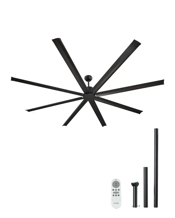 Ventilateur de Plafond-VEVOR-243 cm-avec Télécommande 6 Vitesses-8 Pales Aluminium-Ventilateur Moderne