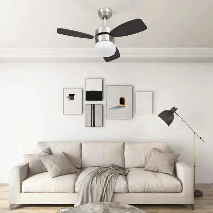 Ventilateur de plafond - vidaXL - 76 cm - Marron foncé - Télécommande - Lampe intégrée