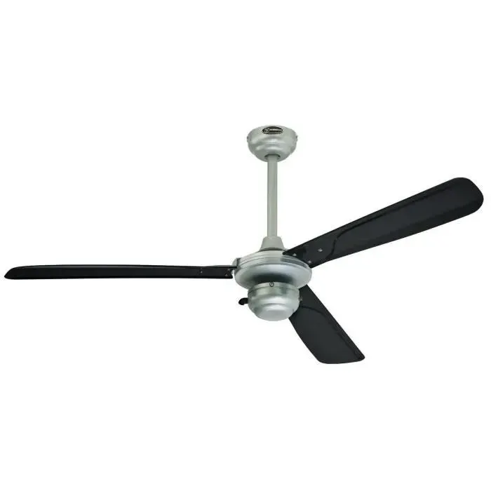 Ventilateur de plafond Westinghouse Mountain Gale 72422 - 132 cm finition argent avec pales noires.Le ventilateur de plafond