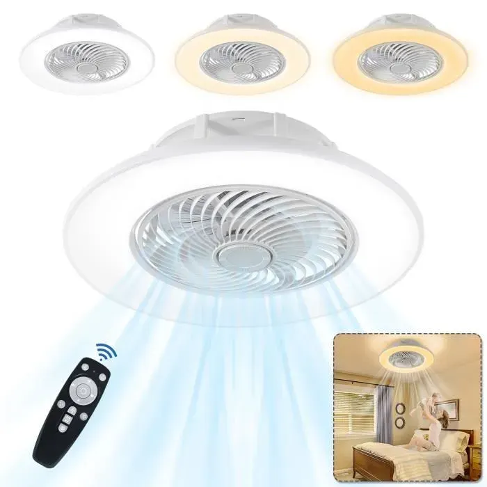 Ventilateur de plafond - XMTECH - LED - Ultra silencieux - Télécommande - 3 vitesses