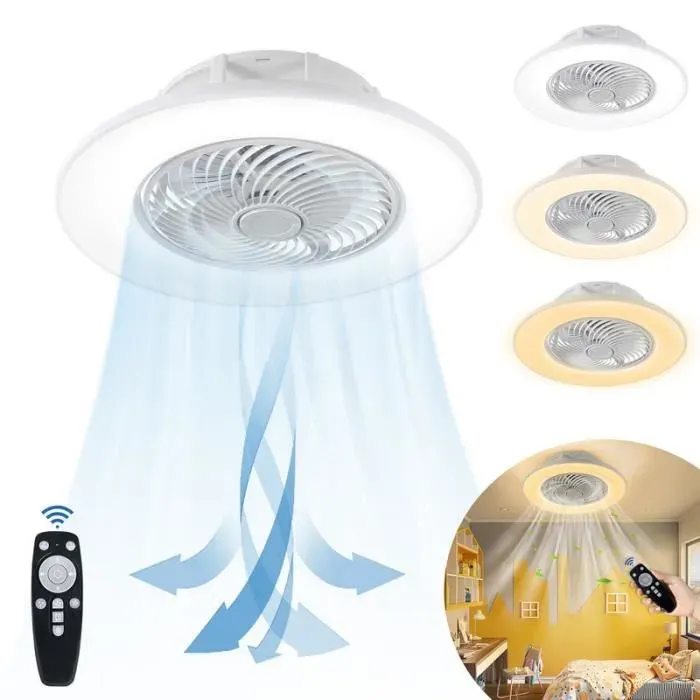 Ventilateur de Plafond - YUENFONG - Ø56CM - Dimmable - Télécommande - Silencieux
