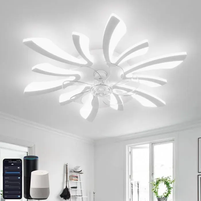 Ventilateur de plafond - YUNLONG - YUNLONG Smart - 78 cm - WiFi Alexa/Google - Lumière LED dimmable