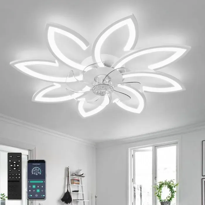 Ventilateur de plafond90 cmtrès silencieuxà intensité variableavec ventilateurmoteur DCmodernefonction étéhiverblanc