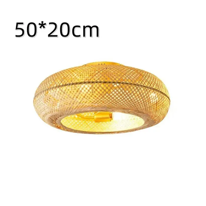 Ventilateur de plafondn rotin ventilateur en bambou type cage à oiseaux forme cage bohème avec lumière et télécommande 6 vitesses