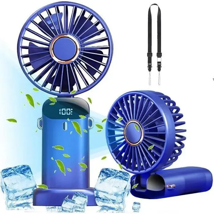Ventilateur de poche - MIOLOE - Modèle pliable - 5 vitesses - Rechargeable par USB - Affichage numérique