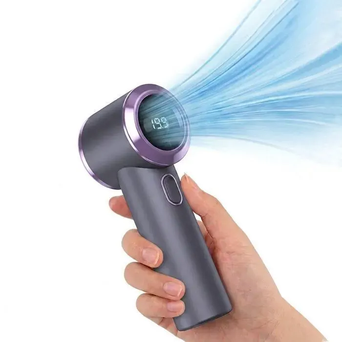 Ventilateur de Poche Turbo - 199 Vitesses Rechargeable Écran Digital Ultra Léger Portable - Gris