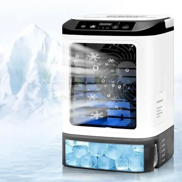 Ventilateur de refroidissement 4 en 1 refroidisseur d’air humidificateur ventilateur veilleuse 7 couleurs LED réservoir 900 mL USB