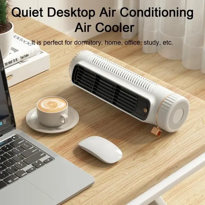 Ventilateur de refroidissement d’air Mini USB rechargeable 3 vitesses - WIRLSWEAL - Blanc
