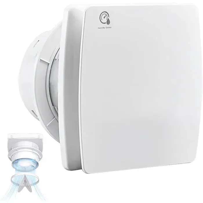 Ventilateur de salle de bain Ventilateur 100 mm avec minuterie et capteur dhumidité silencieux