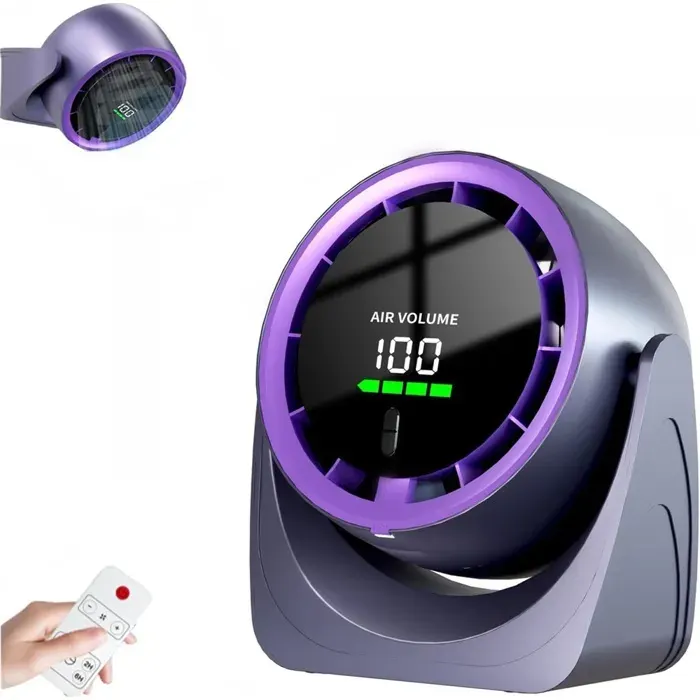 Ventilateur de table avec télécommande silencieux avec affichage numérique sans fil rechargeable par USB inclinaison à 105°