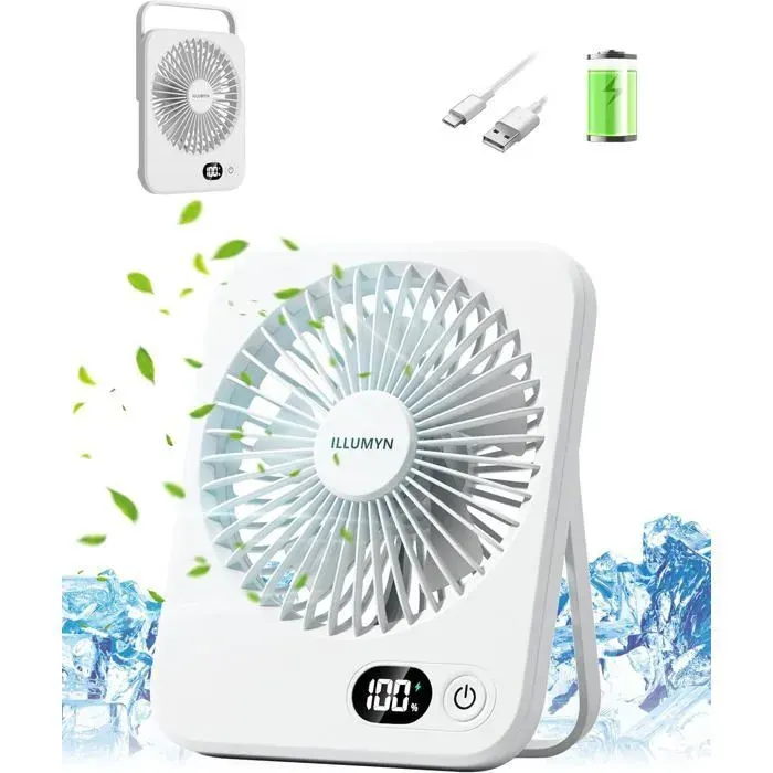 Ventilateur de table compact - - 5 vitesses - Orientable à 180° - Alimentation USB Femeo