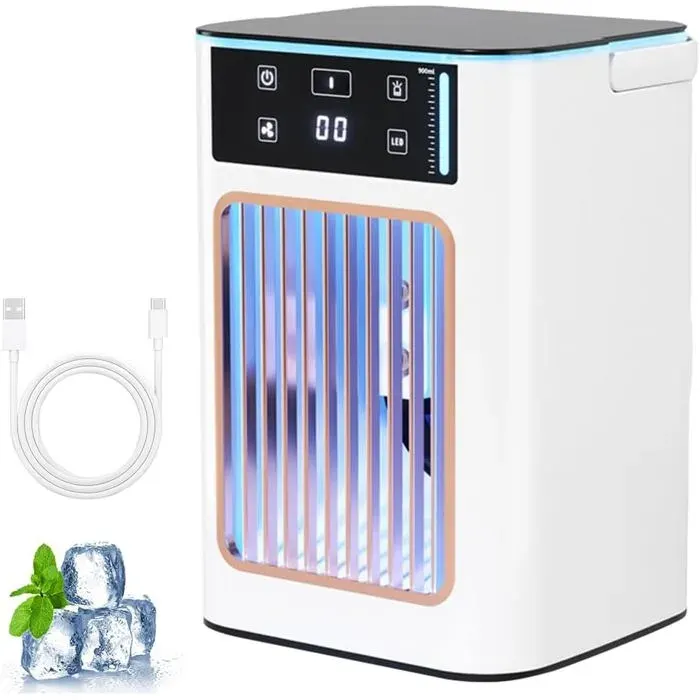 Ventilateur de table - LIKE NO OTHER - Mini climatiseur USB - 900 ml - 3 vitesses - Ultra-silencieux