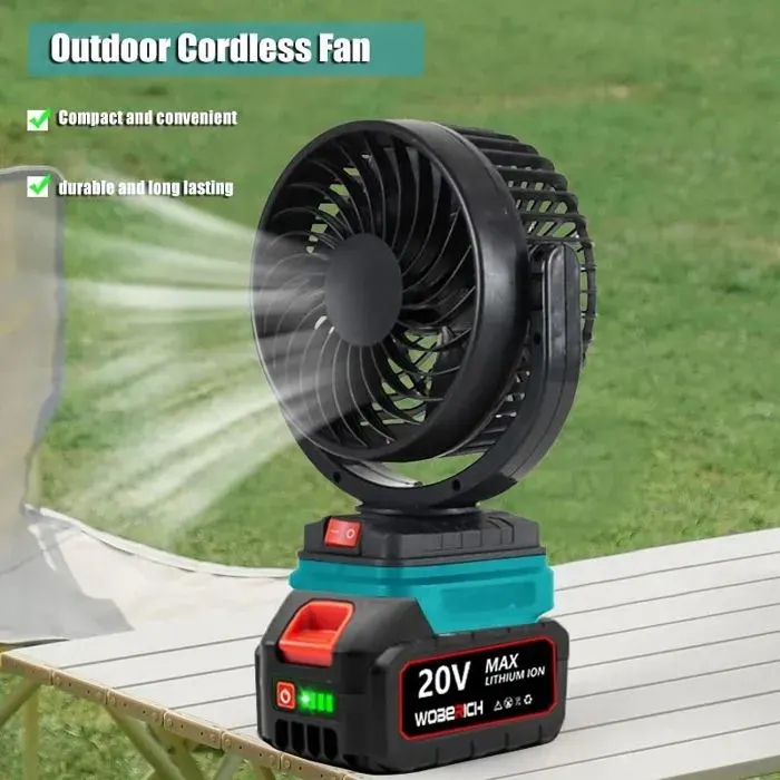 Ventilateur de Table Portable Compatible Batterie Makita Silencieux pour Atelier et Camping(Bleu)