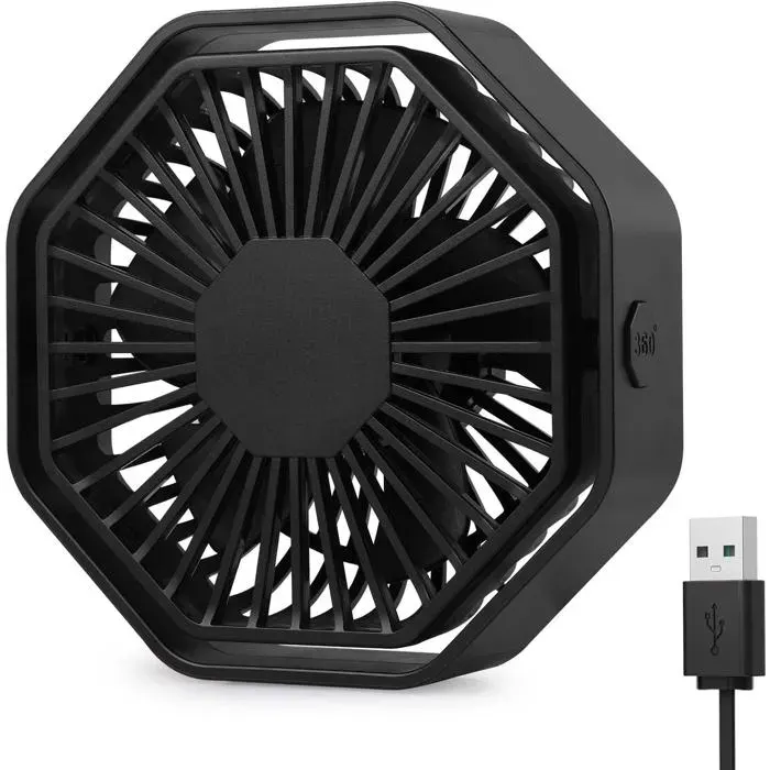 Ventilateur de table portable - Domair - Rotation 360° - 3 vitesses - Modèle F105 - Alimentation USB