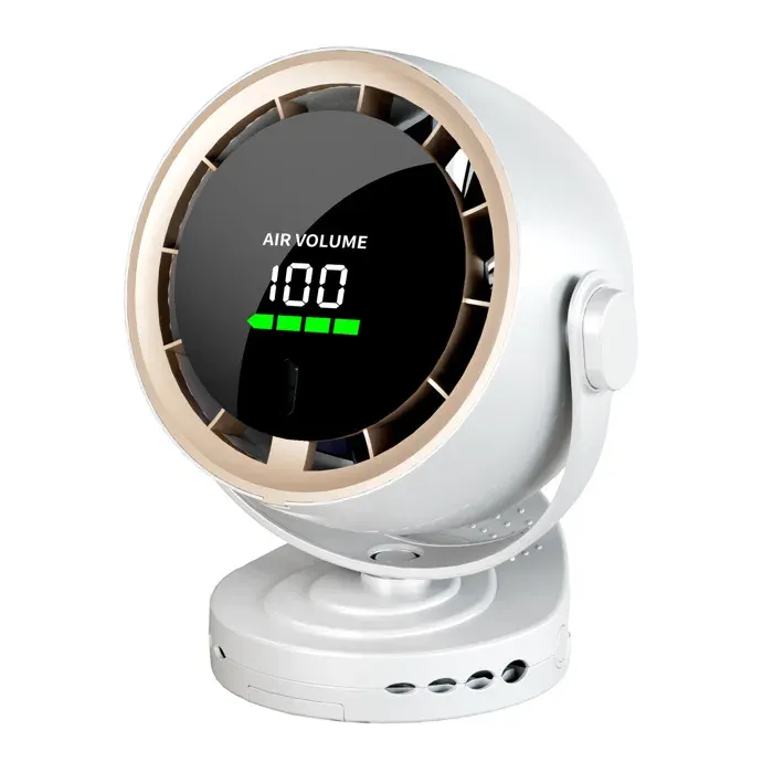 Ventilateur de table puissant avec flux dair turbo - 100 vitesses - Rechargeable par USB avec affichage LED - Autonomie de 10 ...
