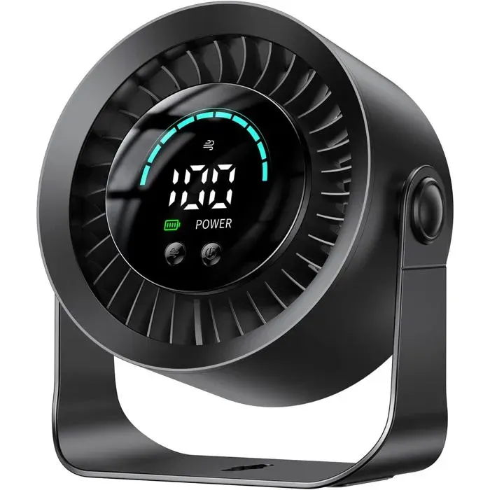 Ventilateur de table rechargeable 100 vitesses modèle mural avec écran LED pour la maison et le bureau (Gris)