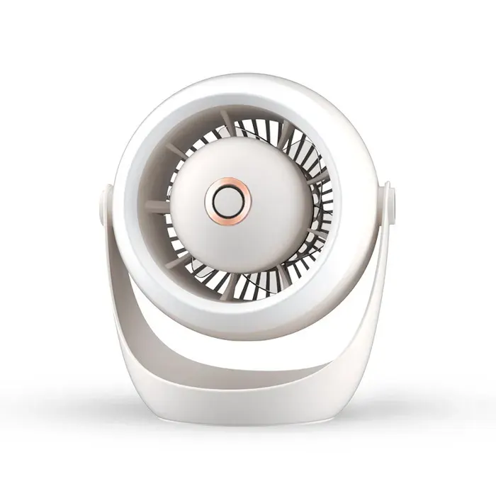 Ventilateur de table rechargeable avec veilleuse et grand espace inférieur ventilateur de bureau portable(blanc)