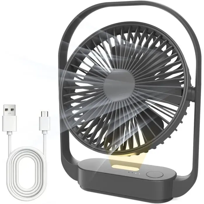 Ventilateur de Table Sans Fil 4000mah 4 Vitesses 2 Modes Veilleuse Rechargeable Usb-c Jusqu’à 20 H D’autonomie Silencieux