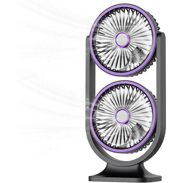 Ventilateur de table sans fil - - Double ventilateur orientable à 360° - 5 vitesses réglables Femeo