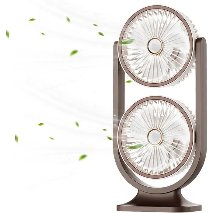 Ventilateur de table sans fil et rechargeable - Ventilateur de bureau - 5 vitesses - Double ventilateur - Ventilateur de bureau s...