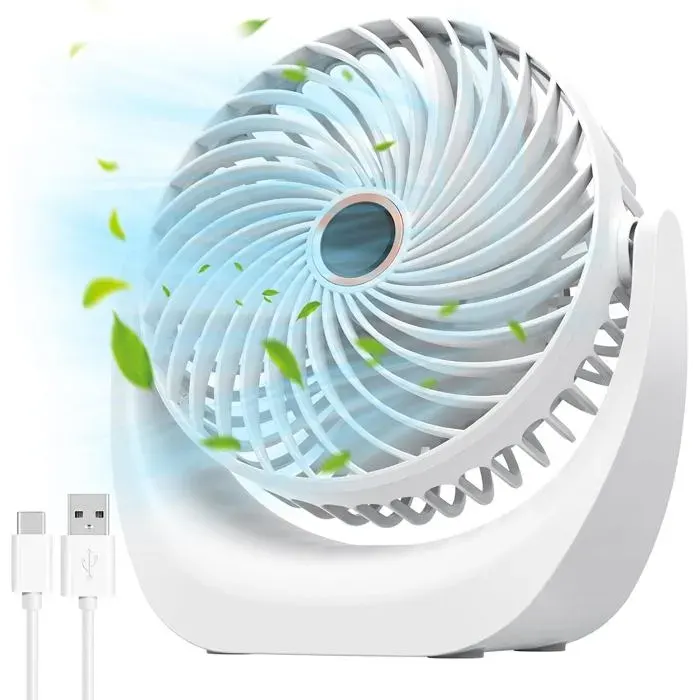Ventilateur de table silencieux ventilateur usb mini ventilateur portable batterie rechargeable 4000 mAh 5 niveaux de vitesse