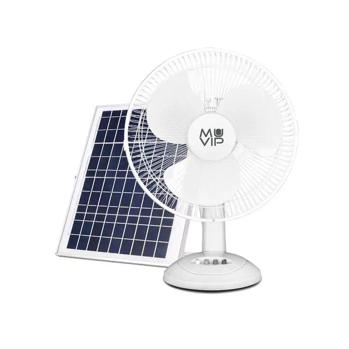 Ventilateur de table solaire Muvip - 15 W - 3 vitesses - Batterie 8800 mAh - Blanc